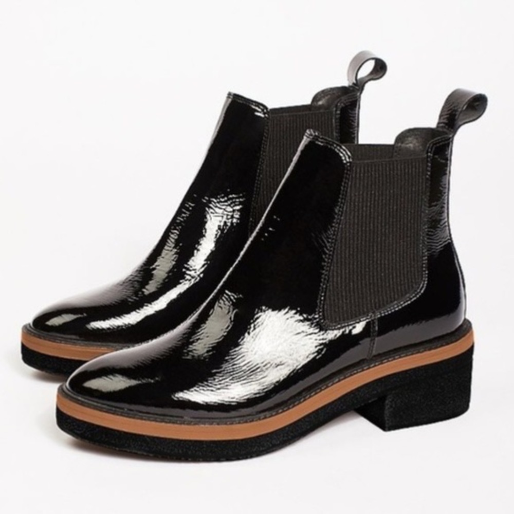 Black Patent Leather Chelsea Boots
